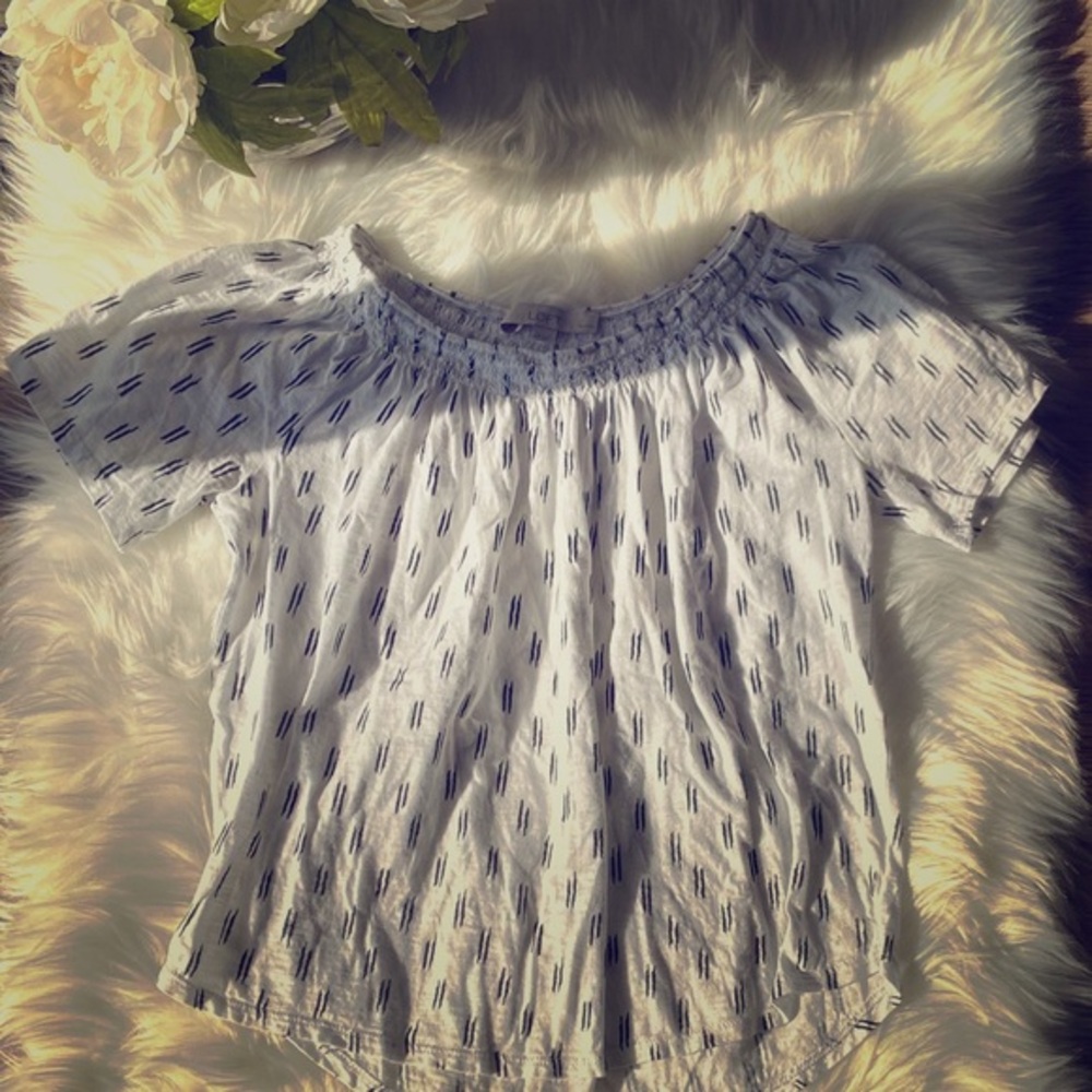 Loft white short sleeve blouse size small